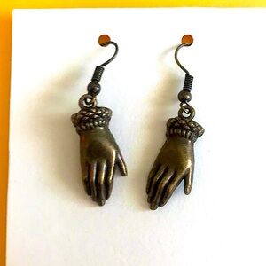 5/$30 antiqued brass hands earrings DARK ACADEMIA